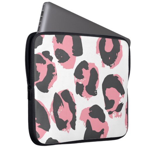 Leopardengürtel: Schwarz-Rosa-Textur Laptopschutzhülle (Vorne Rechts)