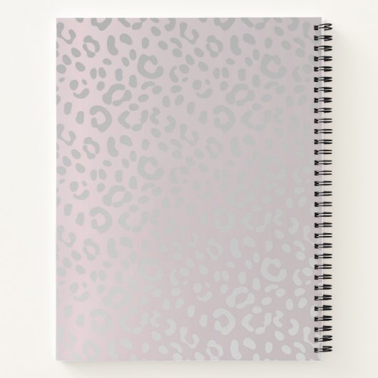 Leopardenhaut in silberem Glitzer auf blütendem Gl Notizblock (Rückseite)
