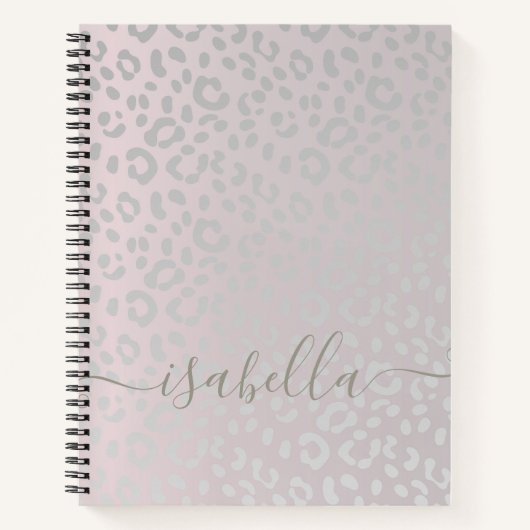 Leopardenhaut in silberem Glitzer auf blütendem Gl Notizblock (Vorderseite)