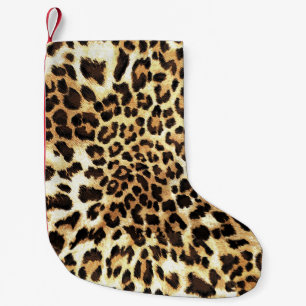 Leopardenhaut, nahtlose Musterkonstruktion. Kleiner Weihnachtsstrumpf