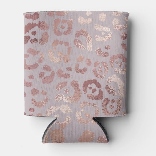 Leopardenhaut: Rose Gold Eleganz. Dosenkühler (Vorderseite)