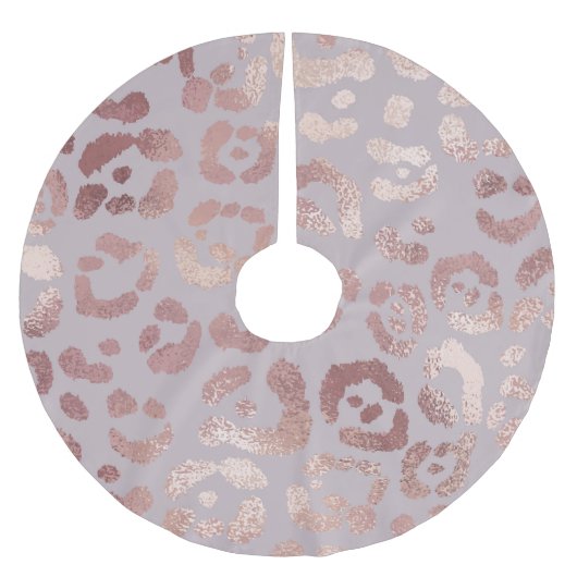 Leopardenhaut: Rose Gold Eleganz. Polyester Weihnachtsbaumdecke (Vorderseite)