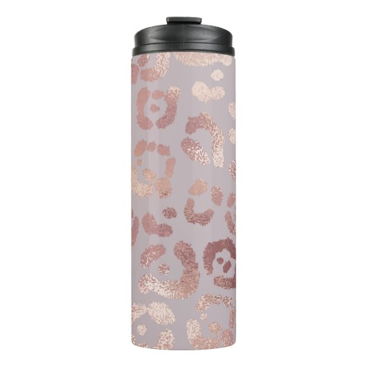 Leopardenhaut: Rose Gold Eleganz. Thermosbecher (Vorderseite)