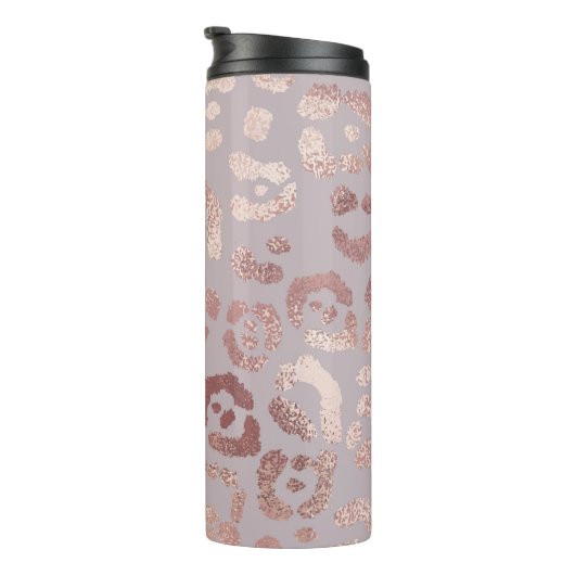 Leopardenhaut: Rose Gold Eleganz. Thermosbecher (Nach rechts gedreht)