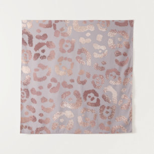 Leopardenhaut: Rose Gold Eleganz. Wandteppich