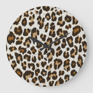 Leopardenhaut: Vintage Nahtlose Textur Große Wanduhr
