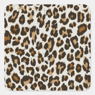 Leopardenhaut: Vintage Nahtlose Textur Quadratischer Aufkleber