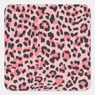 Leopardenhaut: Vintage nahtlose Textur Quadratischer Aufkleber