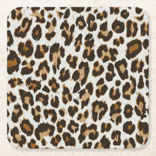 Leopardenhaut: Vintage Nahtlose Textur Rechteckiger Pappuntersetzer