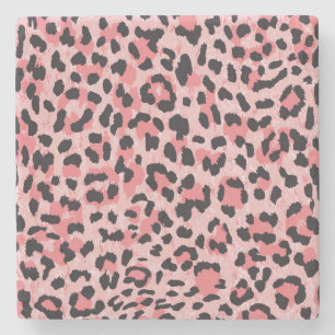 Leopardenhaut: Vintage nahtlose Textur Steinuntersetzer