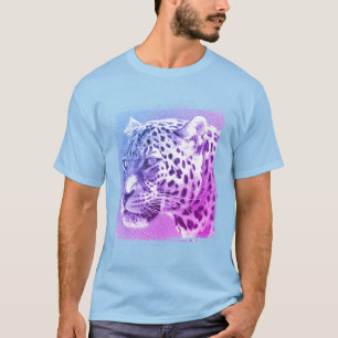 Leopardenkopf für männliche Grundlegende, hellblau T-Shirt