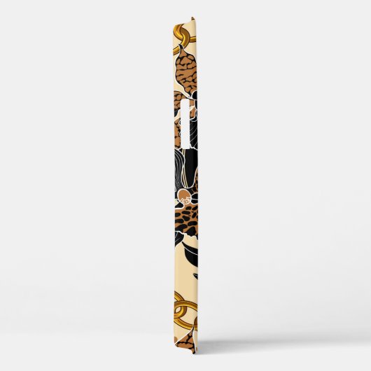 Leopardenkopf umgeben von Orchideen, Goldkette a Case-Mate iPhone Hülle (Rückseite / Rechts)