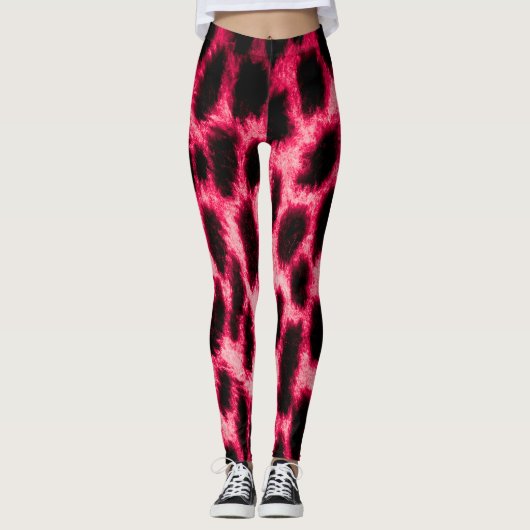 Leopardenleder: Rot-Schwarz-Textur. Leggings (Vorderseite)