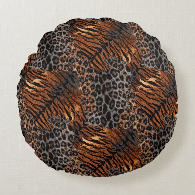 Leopardenledermode Rundes Kissen (Vorderseite)