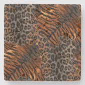 Leopardenledermode Steinuntersetzer (Vorderseite)