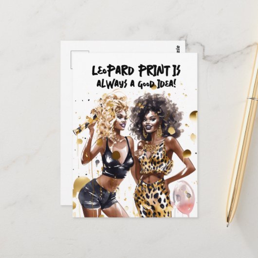 Leopardenleoparden-Party Postkarte (Vorderseite/Rückseite Beispiel)