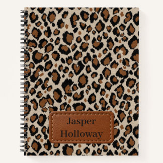 Leopardenmuster Beige Schwarz Cognac Braun Ihr Nam Notizblock
