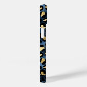 Leopardenmuster Blau Gold Monogramm Case-Mate iPhone Hülle (Rückseite / Rechts)