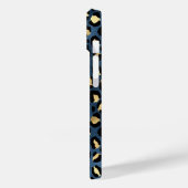 Leopardenmuster Blau Gold Monogramm Case-Mate iPhone Hülle (Rückseite / Links)