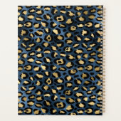 Leopardenmuster Blau Gold Monogramm Planer (Rückseite)