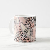 Leopardenmuster, Blume, Kette, Rose Kaffeetasse (Vorderseite Links)