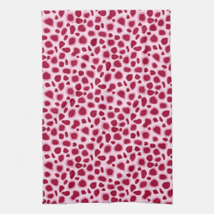 Leopardenmuster - Burgund und Rosa Geschirrtuch