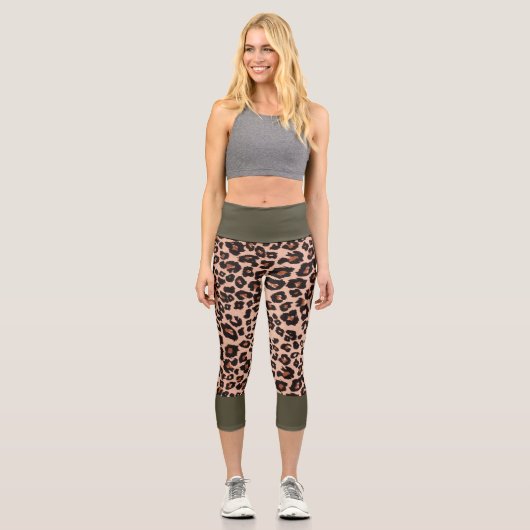 Leopardenmuster Capri Leggings (Vorderseite)