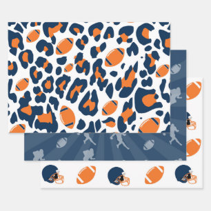 Leopardenmuster & Football-Spieltag-Muster Geschenkpapier Set