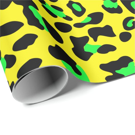 Leopardenmuster in Gelb und Grün Geschenkpapier (Rolleneckpunkt)