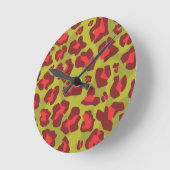 Leopardenmuster in rot, olivgrün runde wanduhr (Winkel)