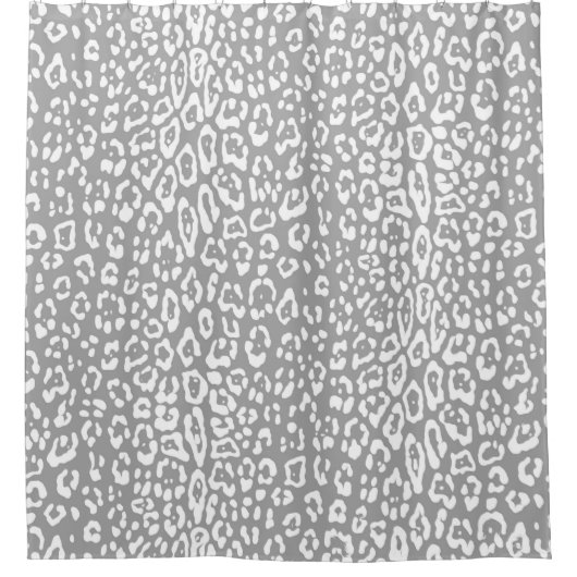 Leopardenmuster in weiß und hellgrau duschvorhang (Vorderseite)