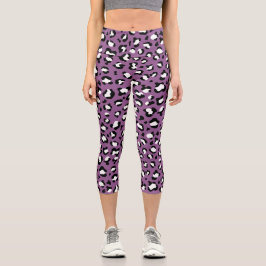 Leopardenmuster, Leoparden, Lila Leopard Capri Leggings