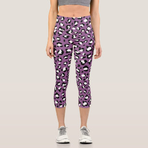 Leopardenmuster, Leoparden, Lila Leopard Capri Leggings