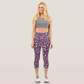 Leopardenmuster, Leoparden, Lila Leopard Capri Leggings (Vorderseite)