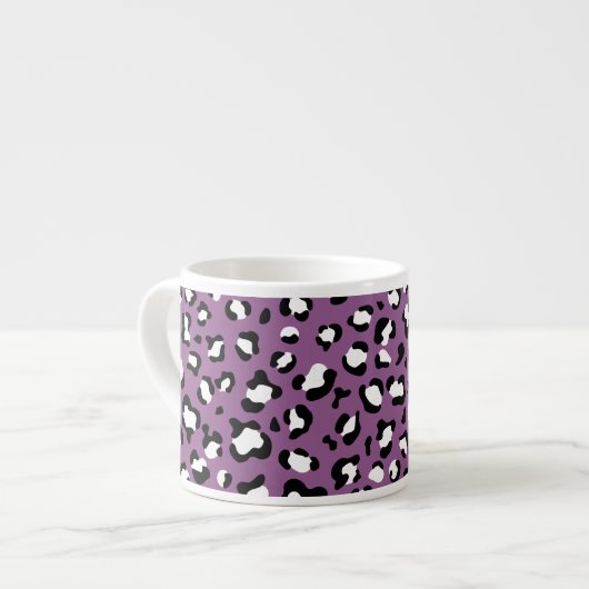 Leopardenmuster, Leoparden, Lila Leopard Espressotasse (Vorderseite Links)