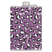 Leopardenmuster, Leoparden, Lila Leopard Flachmann (Rückseite)