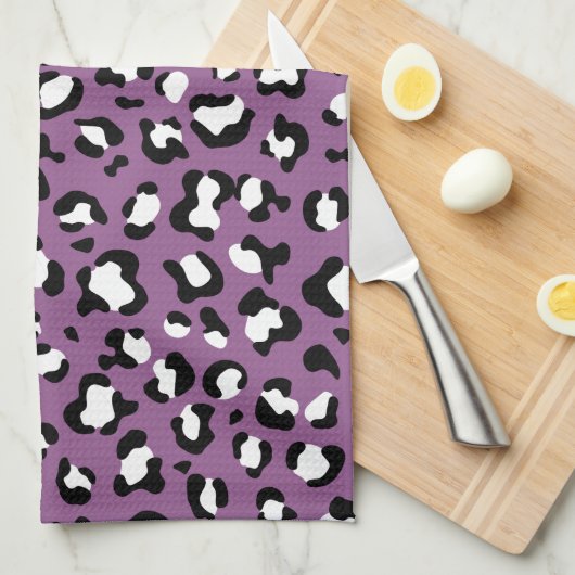 Leopardenmuster, Leoparden, Lila Leopard Geschirrtuch (Viertel Falte)