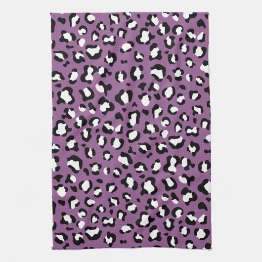 Leopardenmuster, Leoparden, Lila Leopard Geschirrtuch (Vertikal)
