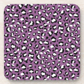 Leopardenmuster, Leoparden, Lila Leopard Getränkeuntersetzer (Vorderseite)