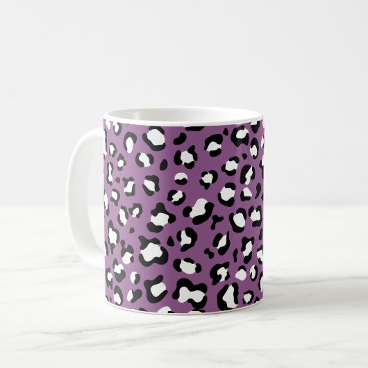 Leopardenmuster, Leoparden, Lila Leopard Kaffeetasse (Vorderseite Links)