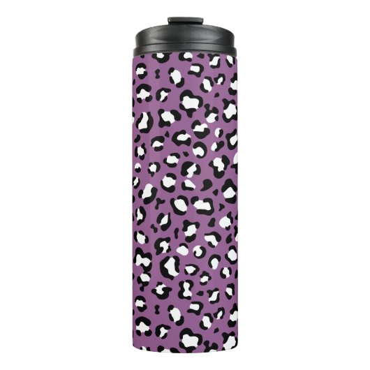 Leopardenmuster, Leoparden, Lila Leopard Thermosbecher (Vorderseite)