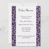 Leopardenmuster, Lila Leopard, Babydusche Einladung (Vorderseite)