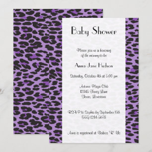 Leopardenmuster, Lila Leopard, Babydusche Einladung