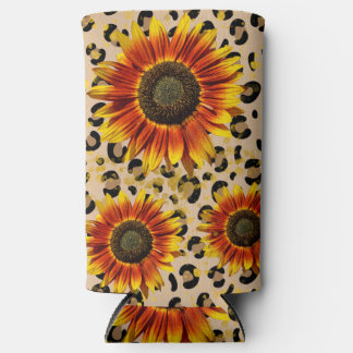 Leopardenmuster mit Girasol-Blumen Selters Dosenkühler