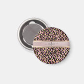 Leopardenmuster Monogramm Roségold Schwarz Magnet (Vorderseite/Rückseite)