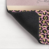 Leopardenmuster Monogramm Roségold Schwarz Mousepad (Ecke)