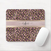 Leopardenmuster Monogramm Roségold Schwarz Mousepad (Mit Mouse)