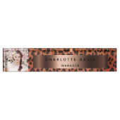 Leopardenmuster Rose Gold Foto Namensplakette (Vorderseite)