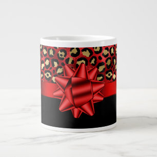 Leopardenmuster Rot, Gold und Schwarz mit roter Sc Jumbo-Tasse