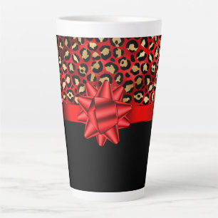Leopardenmuster Rot, Gold und Schwarz mit roter Sc Milchtasse